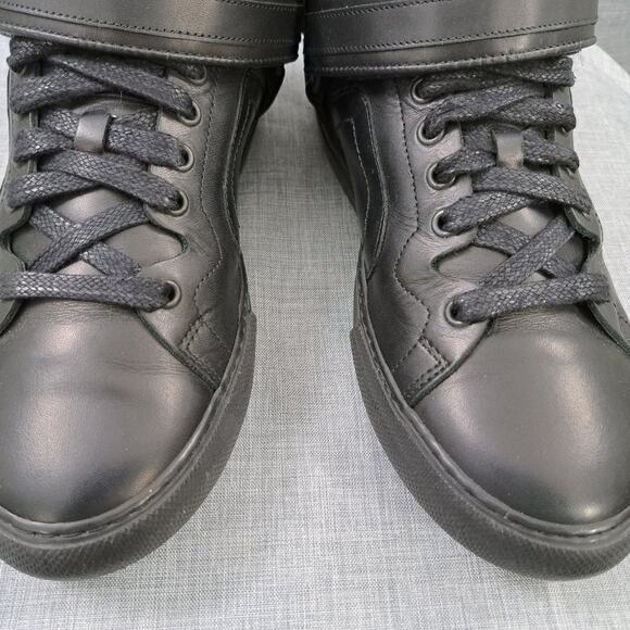 Men Pierre Hardy ES01 Double Strap Leather Black High Top Sneakers Size 38 - Picture 3 of 11